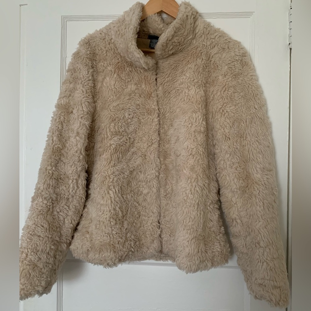 Cream Colored Faux Fur Jacket
